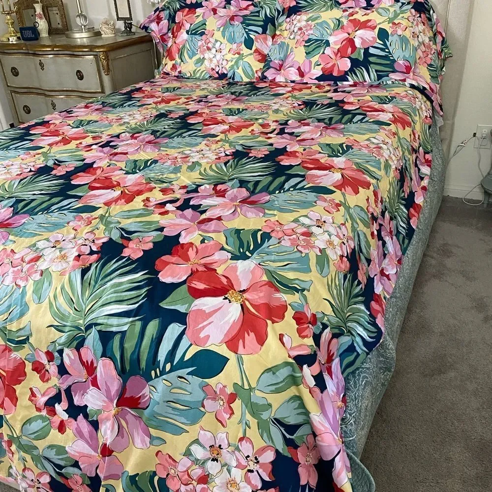 Floral Tropical Duvet King set tropical floral